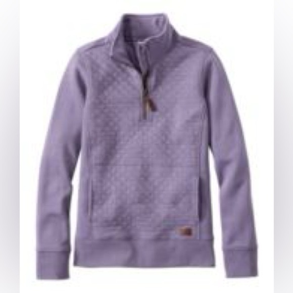 L.L. Bean Quilted Quarter-Zip Pullover in Purple - Picture 3 of 8